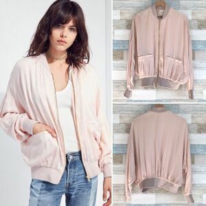 Urban Outfitters Silence + Noise Oversized Bomber Jacket Pink Full Zip Womens XS